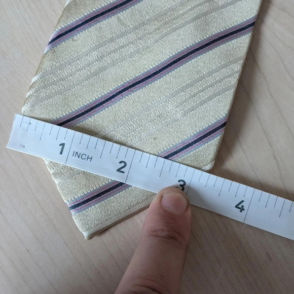 🇬🇧PAUL  SMITH silk tie, cream with blue lines - Picture 8 of 8